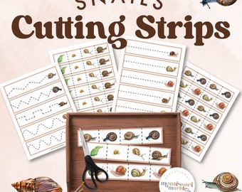 SNAILS Cutting Strips | Preschool Cutting Strips | Montessori Inspired Nature Activities | Snail Life Cycle