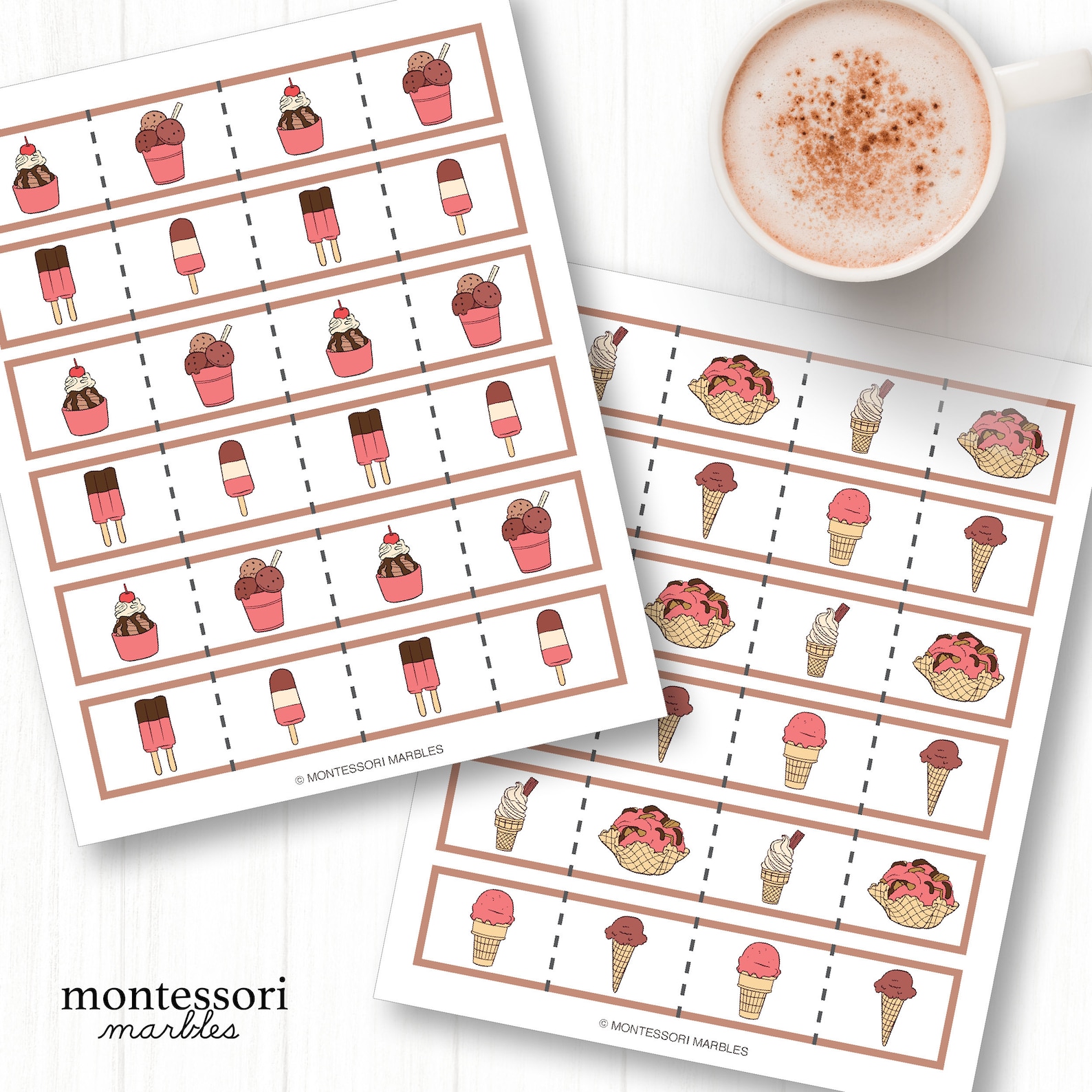 ICE CREAM Cutting Strips Toddler Preschool Kindergarten Etsy