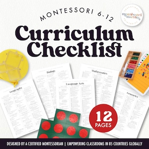 Montessori Grundlehrplan Checkliste | Anleitung zur Hausschulplanung | Lern-Tracker für Kinder von 6-12 Jahren | Ressourcen für Lehrer für Eltern