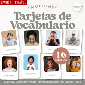 Cartes éclair EMOTIONS | 16 cartes mémoire | Ressource imprimable d'école à la maison d'inspiration Montessori | Apprentissage socio-émotionnel pour la petite enfance
