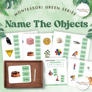 MONTESSORI GREEN SERIE Name Die Objekte für Phonogramme | Montessori-Sprachaktivitäten für aufstrebende Leser | 20 Aktivitätskarten