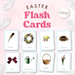 Cartes flash de Pâques, cartes de vocabulaire imprimables inspirées Montessori pour bébés, activité préscolaire de Pâques, Pâques Montessori, vraies photos
