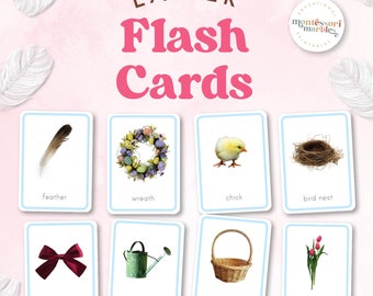 Cartes flash de Pâques, cartes de vocabulaire imprimables inspirées Montessori pour bébés, activité préscolaire de Pâques, Pâques Montessori, vraies photos