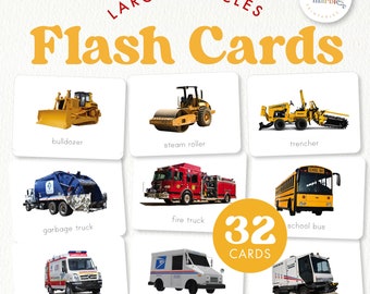 LARGE VEHICLES Flash Cards | Construction Vehicles and Big Machines | Real Pictures of Heavy Machinery | Construction Theme