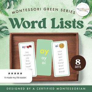MONTESSORI GREEN SERIE Phonogramm Wortlisten | Aufstrebende Leser | Montessori Sprachaktivitäten
