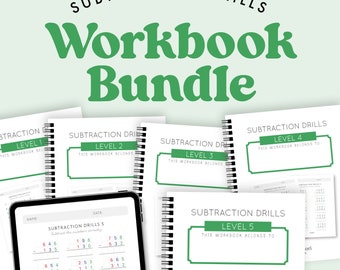 MONTESSORI MATH SUBTRACTION Drill Workbook Bundle | Self-Paced Math Practices for Montessori Students | Error-Control Answer Books Included