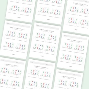 Subtraction Worksheets Grade 4-6 | Math Drills Ages 9-12 | Advanced Four-Digit Mastery PDF | Montessori Printable image 9