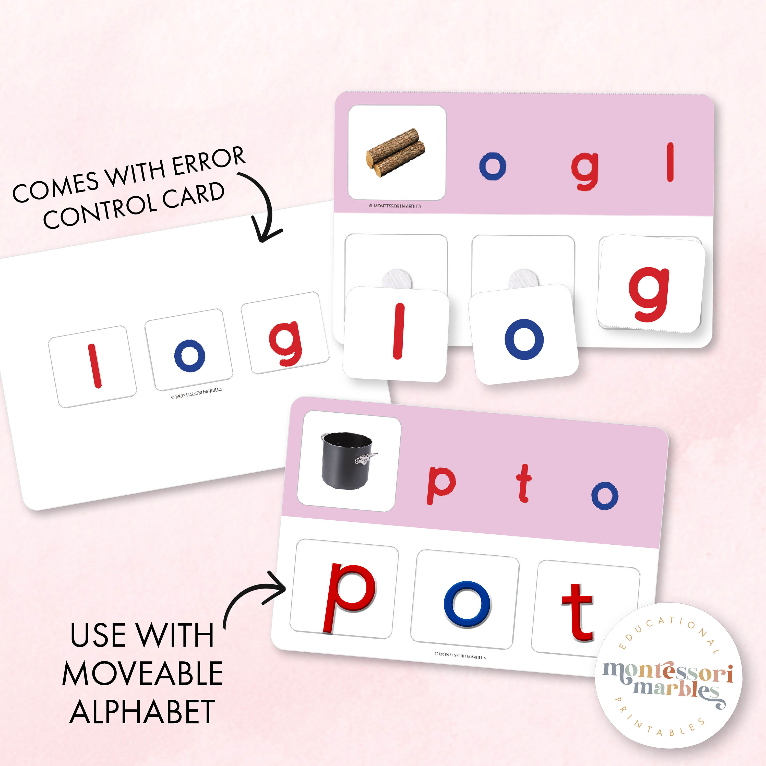 Pink Series Short O Jumbled Word Cards | Montessori Language | CVC ...