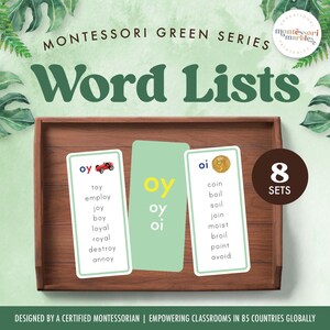 MONTESSORI GREEN SERIE Phonogramm Wortlisten | Aufstrebende Leser | Montessori Sprachaktivitäten