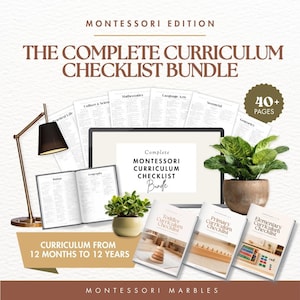 Pacote completo de listas de verificação do currículo Montessori | Escopo e sequência | Idades de 1 a 12 anos | Acompanhamento da primeira infância ao ensino fundamental (PDF)