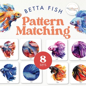 BETTA FISH Pattern Matching Puzzle Activity | Montessori Inspired Visual Skills Activity | Printables for Toddler Binder