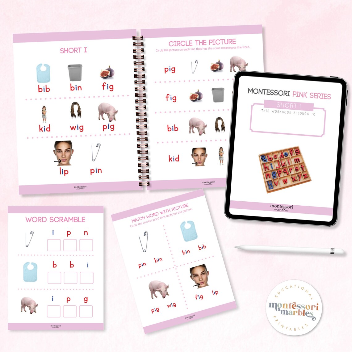 Pink Series Workbook Bundle | Montessori Language | CVC Words Reading ...