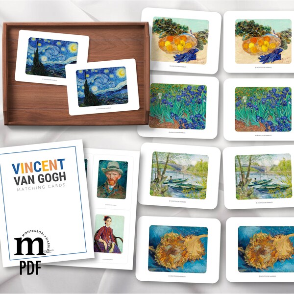 VINCENT VAN GOGH Matching Picture Cards, Famous Paintings, Art History