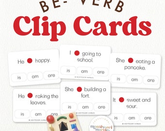 BE- VERB, is am are, Grammar Cards, Montessori Activity Cards, Learn Grammar, Activity Cards, Montessori Grammar, Montessori Elementary