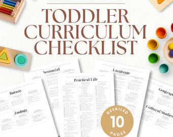 Montessori Toddler Curriculum Checklist 1-3 | Scope and Sequence | Lesson Tracker | Homeschool Printable PDF