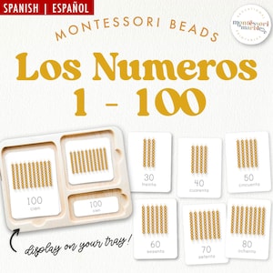 GOUDEN KRALEN MONTESSORI Los Numeros 1-100 | Tarjetas de nomenclatura | Tellen in het Spaans