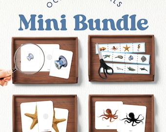 Meerestiere Mini Bundle | Montessori Wissenschaft | 4 feinmotorische Aktivitäten im Alter von 2-5 Jahren | Druckbares PDF