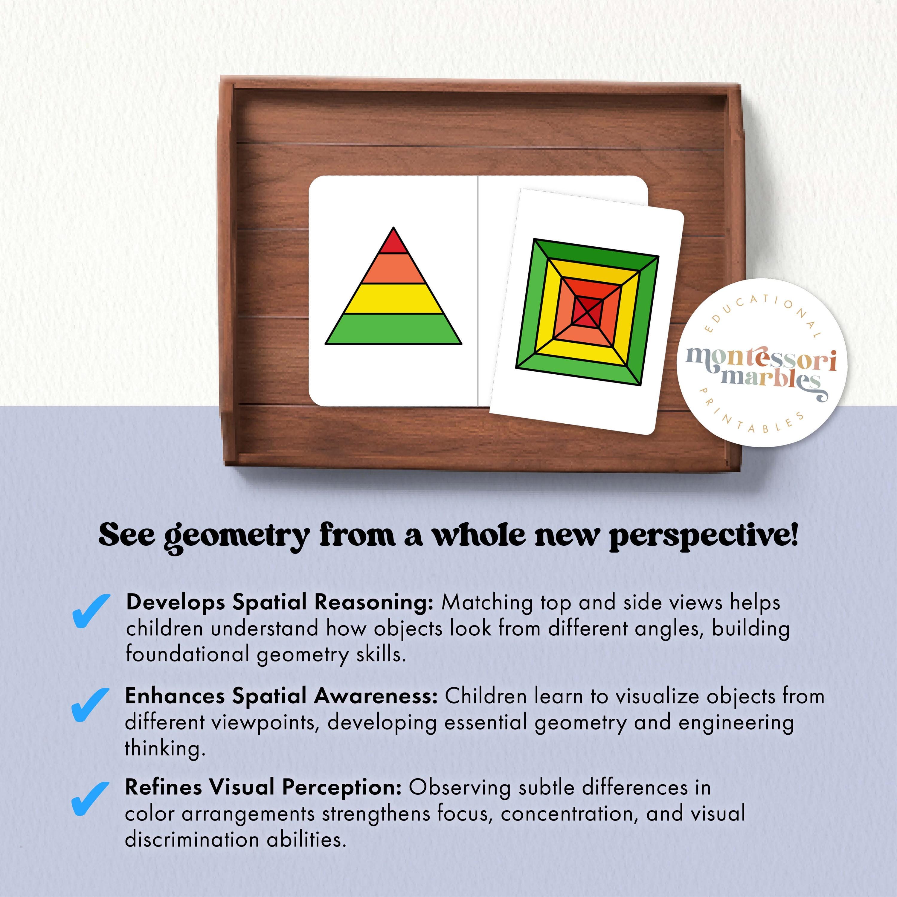 Perspective Matching Cards Level 2 | Montessori Geometry Activity Ages ...