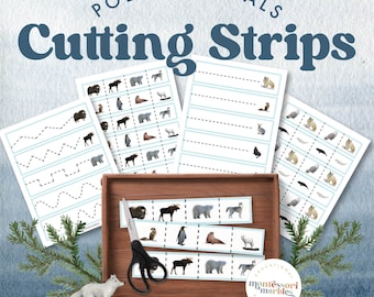 POLAR & ARCTIC ANIMALS Cutting Strips | Winter theme for January | Scissors and Fine Motor Skills | Montessori Inspired Real Photos