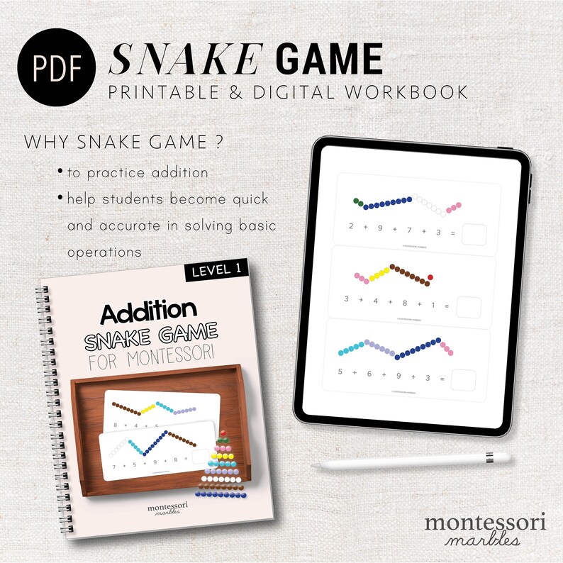 SNAKE GAME Addition Workbook Montessori Inspired Math Etsy