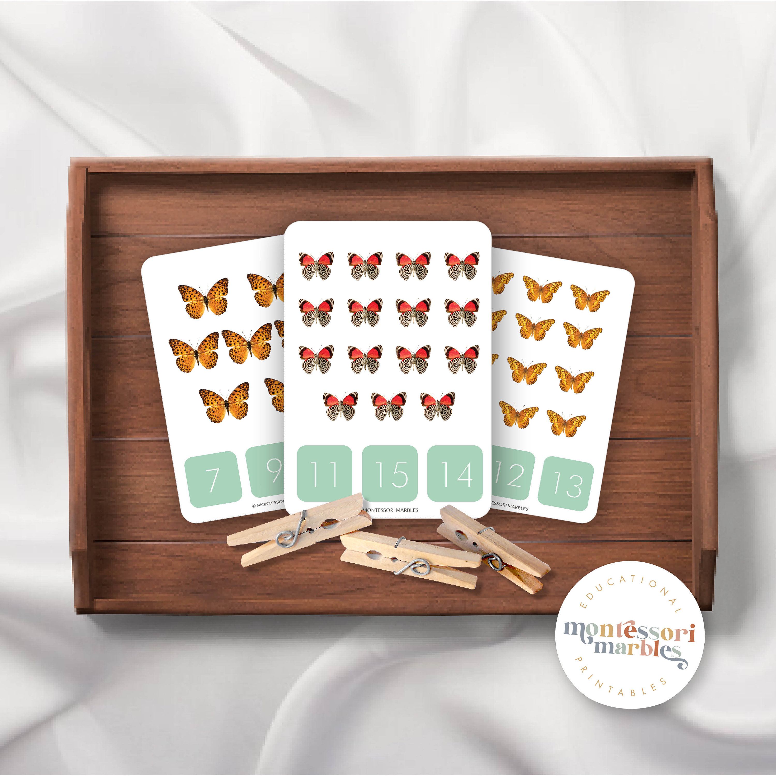 Tarjetas de conteo de mariposas del 1 al 10 / Matemáticas Montessori ...