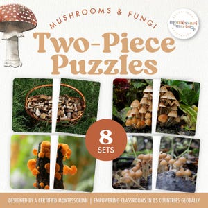 PILZ & FUNGI zweiteiliges Puzzle für die Vorschule | Montessori Bild passende Aktivität | Montessori inspiriert | Visuell Kognitive Fähigkeiten