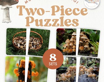 Mushroom Complete the Pictures Puzzles | Montessori Science | Nature Matching Activity Toddler Ages 2-5 | Printable PDF