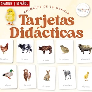 ANIMALES DE La GRANJA Tarjetas Didáticas | Cartões Flash de Animais de Fazenda | Montessori inspirado para impressão | Recursos espanhóis