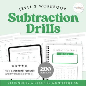 Subtraction Worksheets Grade 1-2 | Math Drills Ages 6-8 | Two Digit Regrouping Practice PDF | Montessori Printable
