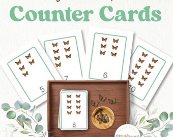 BUTTERFLY Counting Cards 1 to 10 | Learn Numbers | Preschool Math | Montessori Inspired Kindergarten Math | Spring PreK Theme