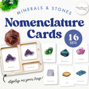 MINERALES Y PIEDRAS Tarjetas de nomenclatura Montessori, Montessori en casa, Piedras preciosas, Geología para niños