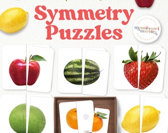 FRÜCHTE Symmetrie Puzzles | Montessori inspirierte Kleinkindaktivität | Memory-Spiel für die visuellen Fähigkeiten