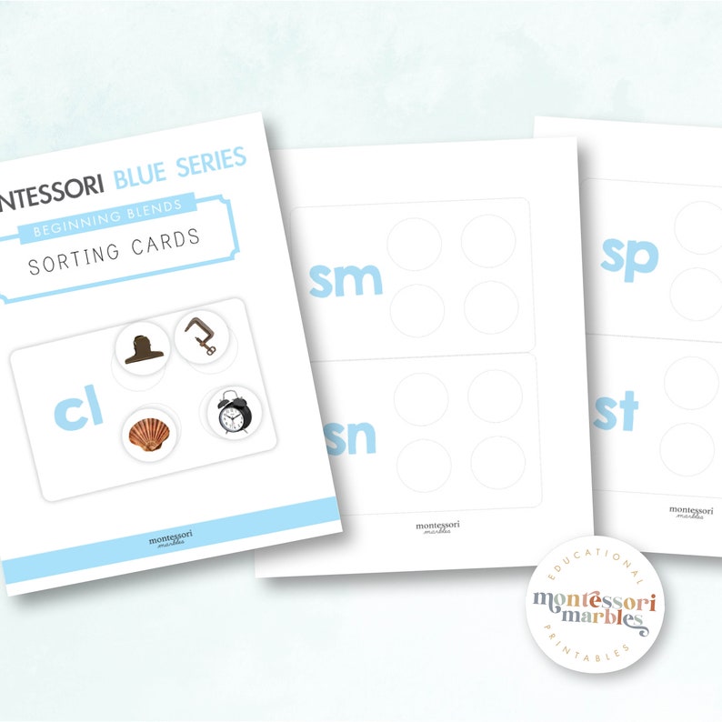 Blue Series Beginning Blends Sorting Cards | Montessori Language ...