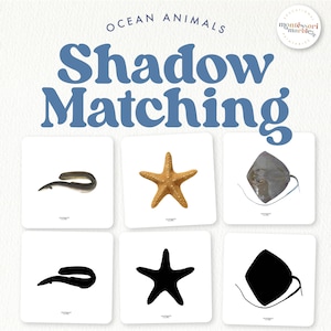 OCEAN ANIMALS Shadow Matching | Montessori Inspired Silhouette Matching Game | Sea Animals Printable | Summer Theme
