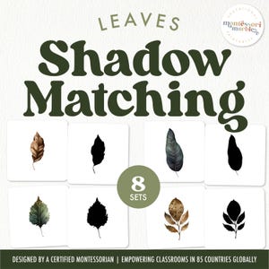 BLÄTTER Schatten passende |  Silhouette passenden | Montessori inspirierte druckbare Ressourcen | Visuelle Fähigkeiten | Naturbezogenes Lernen für Pre K