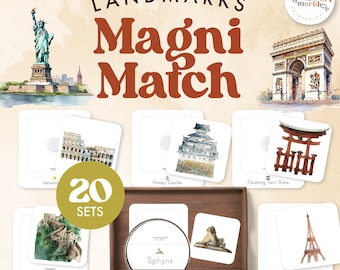 Landmarks Magni Match | Montessori Geography Activity | Visual Learning Printable