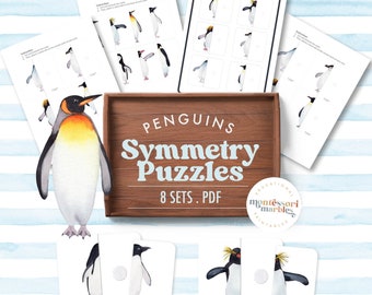 PINGUINE zweiteiliges Puzzle |  Montessori inspiriert druckbare | Aktivität für visuelle Fähigkeiten im Vorschulalter | Winterhaftes Memory Spiel | Januar