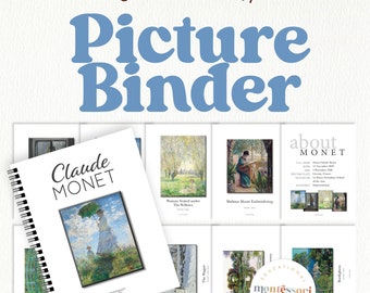 Claude Monet Art History Photo Binder | Montessori Cultural Studies | Artist Picture Cards Printable | PDF Download