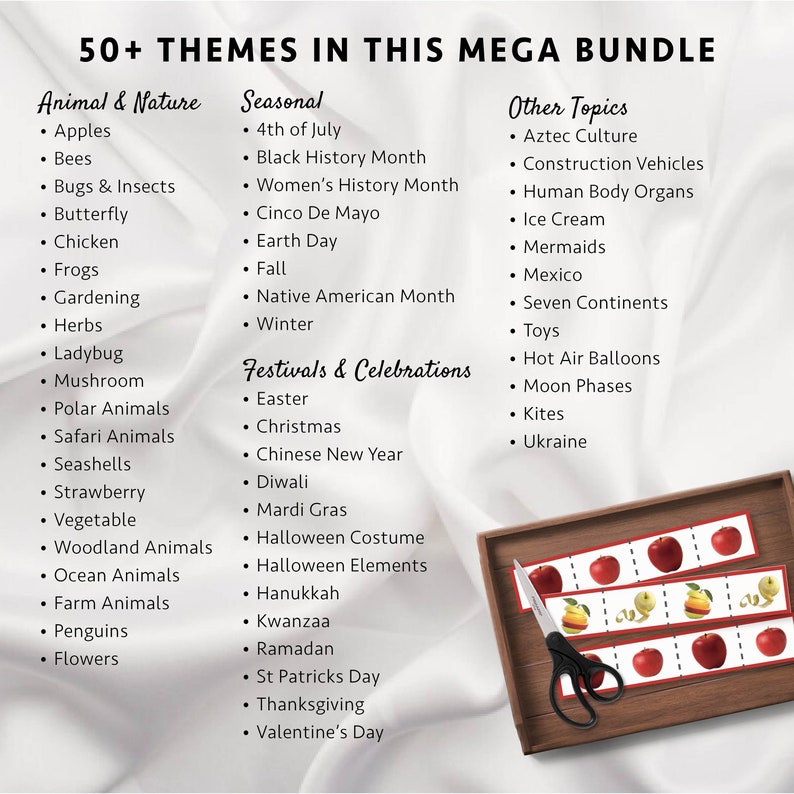 Cutting Strips Mega Bundle | 50+ Themes Montessori Fine Motor Skills ...