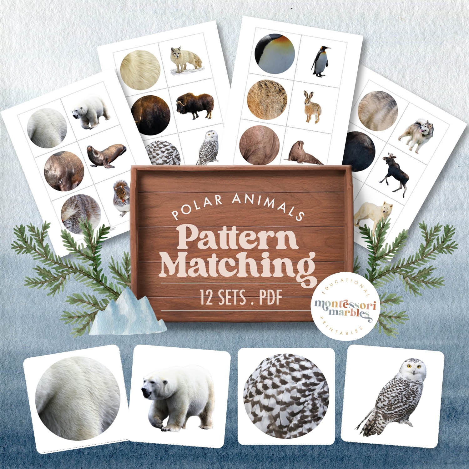 POLAR ANIMALS Pattern Matching Puzzle Activity Montessori Inspired ...