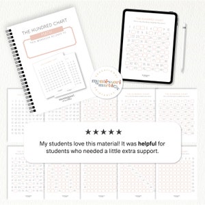 May include: A set of printable hundred charts for math education. The charts are designed for Montessori learning and feature a simple grid layout with numbers 1-100. The charts are perfect for helping children learn to count, identify numbers, and understand number patterns.