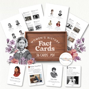 WOMEN'S HISTORY MONTH Famous Women Fact Cards | Printable Flash Cards of Famous People | Biodata Cards