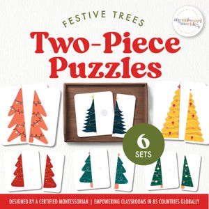 CHRISTMAS Complete the Trees, Symmetry Puzzles, Christmas tree Puzzle, Montessori Inspired, Toddler Activity, Matching Game, Visual Skills
