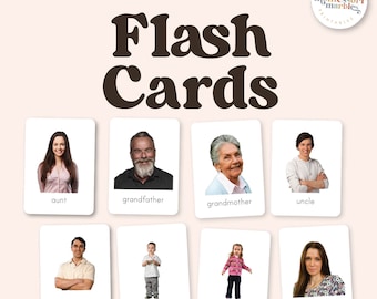 Family Flash Cards | Montessori Printable with Real Pictures | Learning Vocabulary for Toddlers and Preschoolers