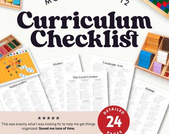 Montessori 6-12 Curriculum Checklist | Elementary Homeschool Progress Tracker | Report Cards Ages 6-12 | Printable Planner