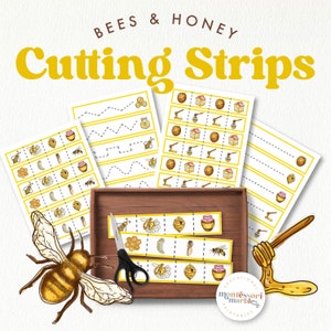 BEES & HONEY Cutting Strips | Fun Spring Activity for Fine Motor Skills | Scissors Skills for Preschool Age | Learning Resource for PreK