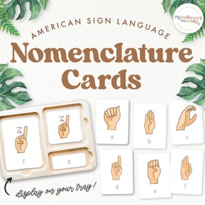 Amerikanische Zeichensprache Montessori Nomenklatur Karten | Montessori inspiriert druckbare Flash-Karten | Lerne Gebärdensprache