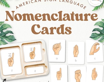 AMERICAN SIGN LANGUAGE Montessori Nomenclature Cards | Montessori Inspired Printable Flash Cards | Learn Sign Language