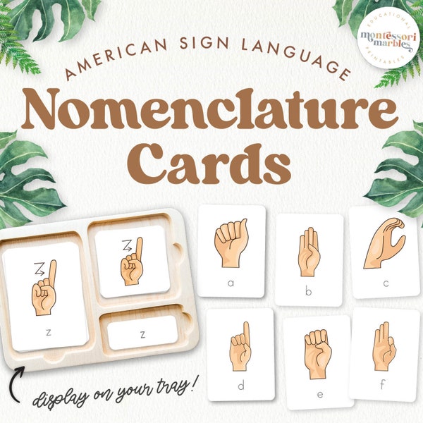 AMERICAN SIGN LANGUAGE Montessori Nomenclature Cards | Montessori Inspired Printable Flash Cards | Learn Sign Language