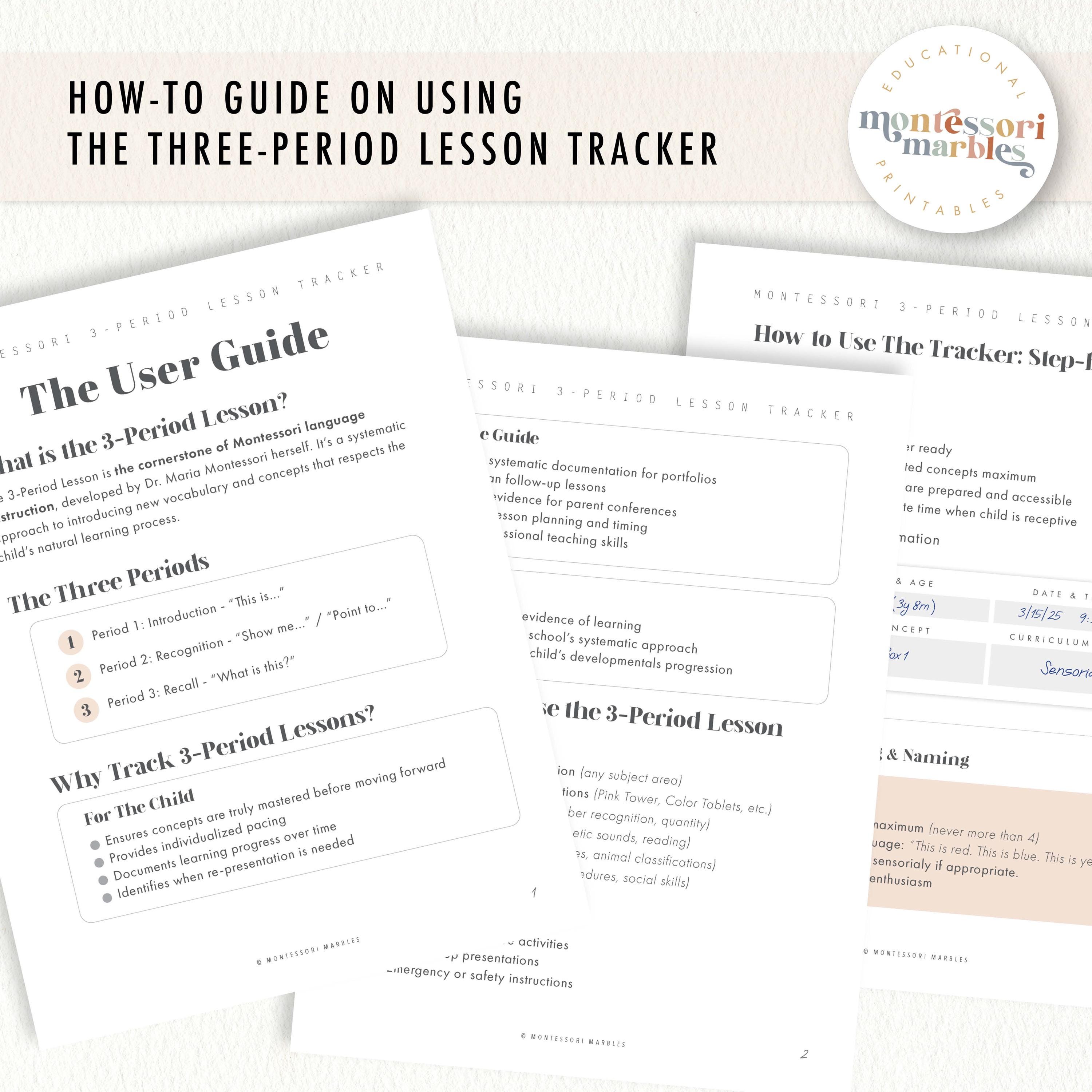 Montessori 3-period Lesson Tracker | Documentation Templates + User ...
